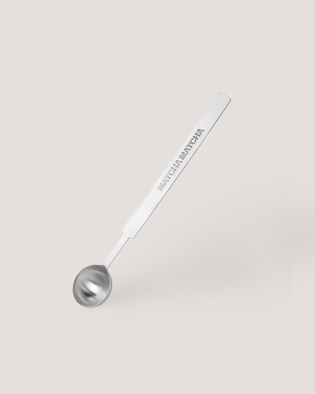Stainless steel spoon with 'Matcha Matcha' branding